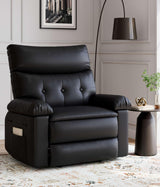Garvee Oversized Wide Recliner Chair Heat And Massage PU Leather Extra Wide Manual Recliner Large Lazy Chair 27 Inch Wide 150° Recline Black
