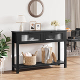 Garvee Entryway Table, Wood Console Table with 2 Glass Drawers, 2 Tier Sofa Table with Storage for Living Room, Foyer tables for Entryway (Black) - Black