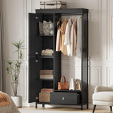 Garvee 78.9" Armoire Wardrobe Closet with Shelves and Hanging Rod, Metal Frame, Bedroom, Black - Black