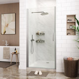 Garvee 72" x 34" Frameless Pivot Shower Door With 1/4" Clear Tempered Glass, Brushed Nickel Finish, Waterproof, Adjustable Width, Reversible Design - Brushed Nickel (6Mm)