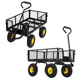 Garvee Steel Garden Cart 900 LBS Heavy Duty Metal Garden Wagon with 10 in Wheels for Farm Yard Black