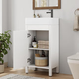 Garvee 16" Bathroom Vanity With Sink, Freestanding Wood Cabinet, White, 16" Size, Soft-Closing Doors & Large Drawer - White