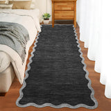 Garvee Scalloped Washable Runner Rug 2'x6' Black Non Slip Modern Kitchen Bathroom Bedroom Carpet