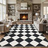 Garvee Black & White Checkered Area Rug 8x10 for Living Room, Soft Non Slip Backing, Washable, Indoor Carpet