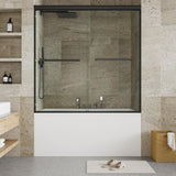 Garvee Bathroom Shower Door 60 Inch H x 59 Inch W Matte Black Bathtub Door 6mm Tempered Glass Frameless Sliding Shower Door - Matte Black