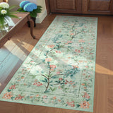 Garvee 2x6 Washable Runner Rug Soft Floral Peacock Green Non Slip Backing Entryway Kitchen Hallway Bedroom Bathroom