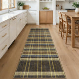 Garvee Plaid Washable Runner Rug 2x6 Soft Non Slip Kitchen Rug Brown Modern Checkered Textured Entryway Rug Low Pile Stain Resistant