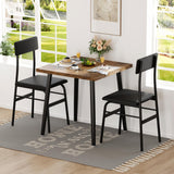 Garvee Small Dining Table Set for 2 with Upholstered Chairs, Space-Saving Kitchen and Dining Room Furniture, 29.5" Rustic Brown