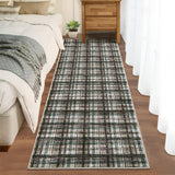 Garvee Teal & Brown 2x6 Washable Runner Rugs Modern Bathroom Rugs Non Slip Kitchen Rugs with Rubber Backing Entryway Rug Soft Non Shedding Stain Resistant Carpet for Laundry Hallway Bedside
