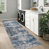 Garvee Area Rug Soft Fluffy Abstract Carpet for Living Room Bedroom Kitchen Dining Room 2x6ft Blue