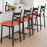 Garvee Bar Stools Set of 4 Counter Height Bar Chairs with Thick Cushioned Seats for Kitchen Island Bar Dining Room Modern Brown