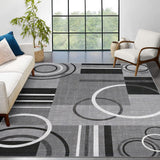 Garvee Modern Grey 9x12 Geometric Washable Large Rug, Non Slip Low Pile Stain Resistant Carpet for Living Room & Bedroom
