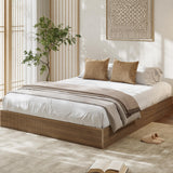 Garvee King Bed Frame Wood Platform Bed Fluted Design Low Profile Walnut Modern Minimalist - Walnut