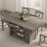 Garvee Counter Height Dining Table for 4-6 with Deepened Wine Rack, 2 Drawers & Shelves, Thick Large Table Top for Kitchen, Bar, Retro Gray, 36"H