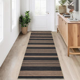 Garvee Modern Runner Rugs Jute Carpet Runner for Hallway 2x6 Black and Brown Non-Slip Machine Washable