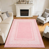 Garvee Area Rug 9x12, No Slip Washable Pink Checkered Pattern Rug for Living Room Bedroom Dining Room, Low-Pile Design