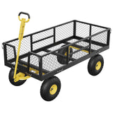 Garvee 900 LBS Garden Cart with Adjustable Handles, Heavy Duty Steel Wagon for Lawn, Farm, Yard, 43x20 Inch, Black - Black