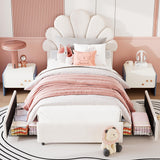 Garvee Twin Size Bed Frame Upholstered Princess Velvet Platform Bed for Kids Girls Boys, 2 Storage Drawers, Adjustable Headboard, Solid Wood Slat Support, Pink - White