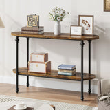 Garvee Console Table, 43.3" Entryway Table with Storage, 2 Tier Sofa Table with Metal Frame and MDF, Behind Couch Table for Living Room, Hallway, Entryway-Rustic Brown