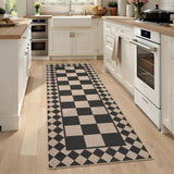Garvee 2' x 6' Easy Jute Indoor Outdoor Runner Rug, Washable Non-Slip Low-Pile Checkerboard Rug for Hallway, Kitchen, Entryway & Patio, Black & Natural