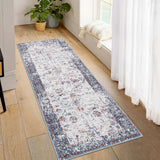 Garvee Runner Rug 2x6 Washable Hallway Runner Vintage Distressed Rug Non Slip Low-Pile Soft Rug Kitchen Runner Rug Non Shedding Carpet Accent Rug for Kitchen Bathroom, Multi Color