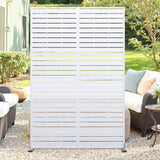 Garvee Metal Privacy Screen Outdoor 72" H x 47" W Galvanized Steel Weather-Resistant Freestanding Patio Garden Use - White-Louvered