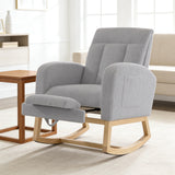 Garvee Modern Nursery Rocking Chair Teddy Upholstered Rocker Recliner Adjustable Footrest Side Pocket Living Room Bedroom Nursing Room Cozy Teddy Fabric - Gray