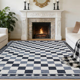 Garvee 9x12 Checkered Area Rug Washable Soft Rugs for Living Room Modern Geometric Non Slip Low Pile Carpet Black