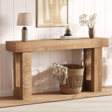 Garvee Narrow Entryway Table 63in Wooden Farmhouse Console for Living Room Hallway Bedroom Natural Wood