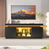 Garvee 63'' TV Stand with Power Outlet, Entertainment Center, Adjustable Shelf, Black, Living Room Media Console - Black