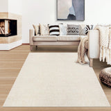Garvee Cream White 10x13 Large Area Rug Stain Resistant Washable Modern Solid Color Rug for Living Room Bedroom Dining Room