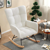 Garvee Nursery Rocking Chair Ergonomic High Back Glider with Armrests & Side Pocket for Breastfeeding, Living Room & Bedroom, Beige - Beige