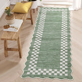 Garvee Hallway Runner Rug 2x6 Non Slip Scalloped Washable Rug for Kitchen Entry, Bathroom, Living Room, Green
