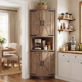 Garvee 64.8" Tall Grey Farmhouse Corner Cabinet With Doors For Bathroom & Kitchen, Adjustable Shelves, Triangle Storage - Grey