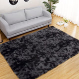 Garvee Fluffy & Sheepskin Black & Grey 8x10 Faux Fur Rug, Non-Shedding Anti-Slip Plush for Kids Playroom Classroom Dining - Black & Grey