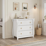Garvee 3-Drawer Dresser White Storage Cabinet with Soft-Close Drawers & Rattan Accents for Bedroom Nursery Living Room 30" L x 15.8" W