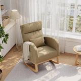 Garvee Modern Nursery Rocking Chair Boucle Upholstered Comfortable Rocker Recliner with Side Pocket Light Brown