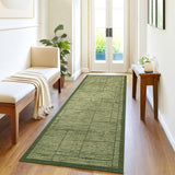Garvee Geometric 2x6 Kitchen Rugs, Washable Non Slip Indoor Modern Hallway Runner, Low Pile Ultra Thin Stain Resistant Patchworked Carpet, Green
