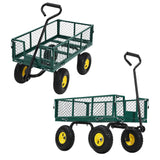 Garvee Steel Garden Cart 900 LBS Heavy Duty Metal Wagon with 10 in Wheels and 180° Rotating Handle for Farm and Yard, Black