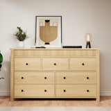 Garvee 7 Drawer Dresser Modern Fluted Chest of Drawers Wooden Storage Cabinet TV Stand for Bedroom Living Room Hallway 54" Natural Oak - 7 Natural Oak