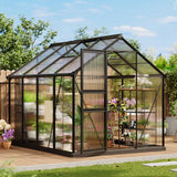 Garvee Greenhouse 8x6FT Polycarbonate Greenhouse with Aluminum Frame for Backyard Garden Patio, Black - Black