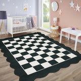 Garvee 5x7 Checkered Rug Washable Soft Non-Slip Living Room Bedroom Nursery Carpet Black and White