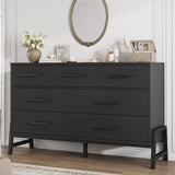 Garvee 7 Drawer Dresser Freestanding Wooden Storage Chest for Bedroom Living Room Black 52in Wide