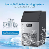 Garvee Ice Maker Machine with 33LBS Storage Bin& Ice Scoops 100LBS/24H Ice Maker Stainless Steel Freestanding Ice Machine for Restaurant Home Bars Coffee Shop