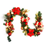 Garvee Christmas Lighted Garland, Red and White Theme 6FT 20LED Pre-Lit Christmas Garland with Ball Ornaments, Flowers, Pine Cones and Gold Branches for Window Door Stairs Mantle Christmas Decoration