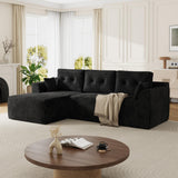 Garvee 105 Inch Cloud Sectional Couch Modular Sofa Living Room L Shaped Chaise Corduroy Comfort - Black
