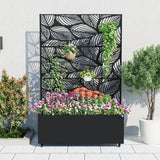 Garvee Metal Planter Box with Trellis and Wheels for Climbing Plants, Vegetables, Patio, 71"x47"x16", Galvanized Metal