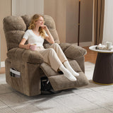 Garvee Rocking Recliner Chair with Massage and Heat, 360° Swivel, Side Pockets, Cup Holders for Living Room, Bedroom, Home Theater, Black - Darkbrown