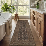 Garvee Vintage Kitchen Rugs Washable 2x6 Soft Non Slip Hallway Runner Brown Floral Print - Brown