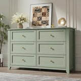 Garvee 6 Drawer Dresser Sage Green With Deep Drawers & Metal Knobs For Bedroom Entryway Large Wooden Chest - Sage Green